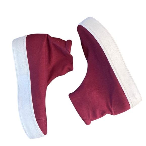 Opening Ceremony High Top Platform Sneaker NWT Burgundy Red Chunky White Sole - Picture 3 of 11